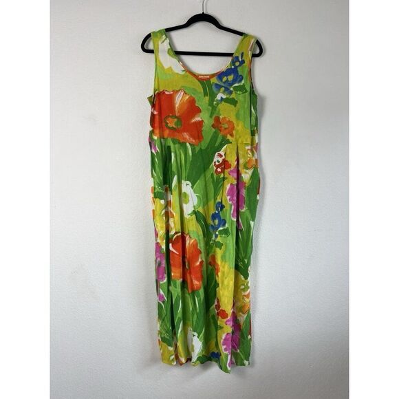 Jams World Janice Green Floral Midi Dress Valleyview Print Pockets Size Large - Picture 7 of 15